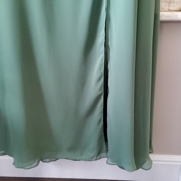 After Six Convertible Tie Evening Gown A-line Side Slit Vineyard Green - Picture 4 of 6